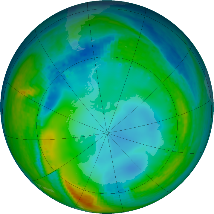 Antarctic ozone map for 16 July 2004